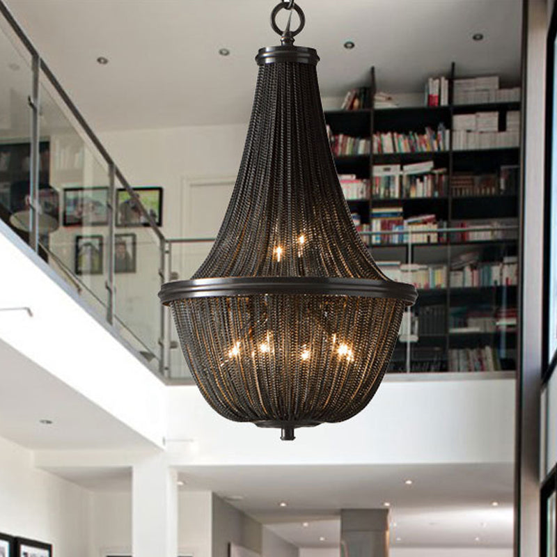 Bronze Basket Shade Chandelier Lamp: Simplicity LED Ceiling Light for Living Room