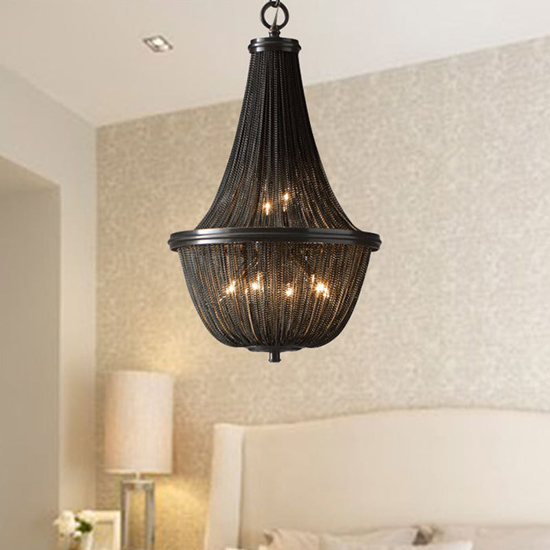 Modern Bronze Led Chandelier - Simplicity Basket Shade Aluminum & Ideal For Living Rooms