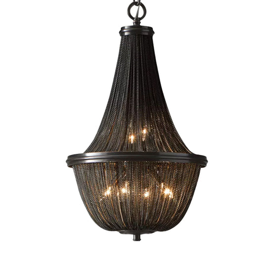 Modern Bronze Led Chandelier - Simplicity Basket Shade Aluminum & Ideal For Living Rooms