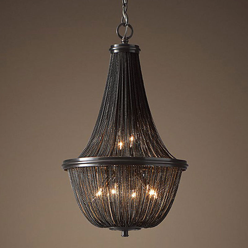 Modern Bronze Led Chandelier - Simplicity Basket Shade Aluminum & Ideal For Living Rooms