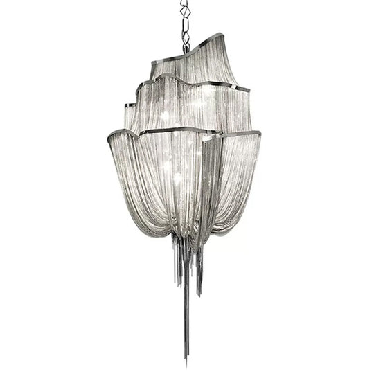 LED Aluminum Flow Chandelier Pendant Light Kit for Contemporary Living Room