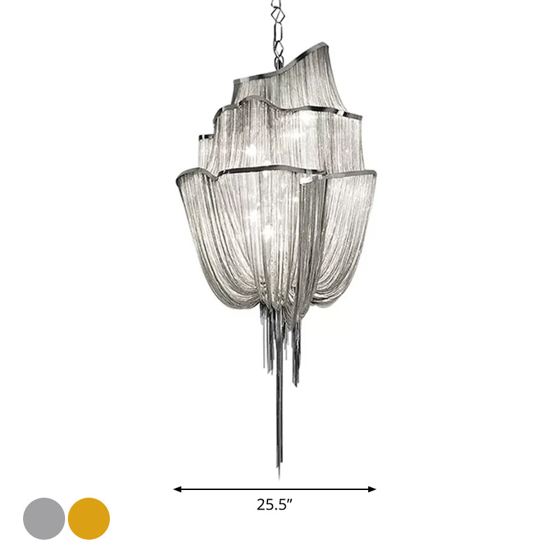 LED Aluminum Flow Chandelier Pendant Light Kit for Contemporary Living Room