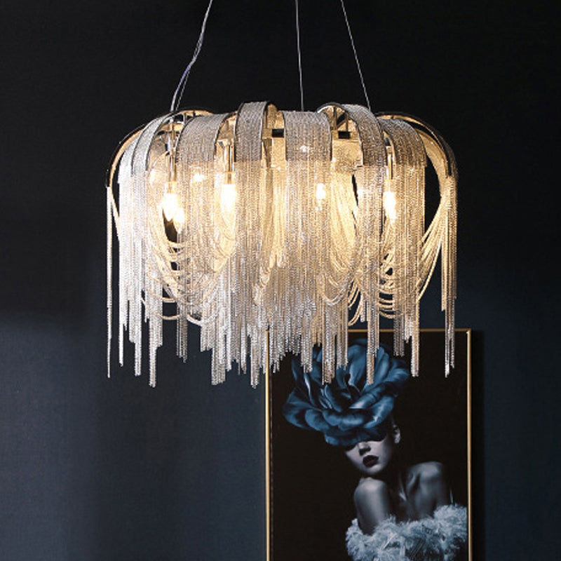 Modern LED Chandelier - Aluminum Chain Suspension Lamp for Dining Room