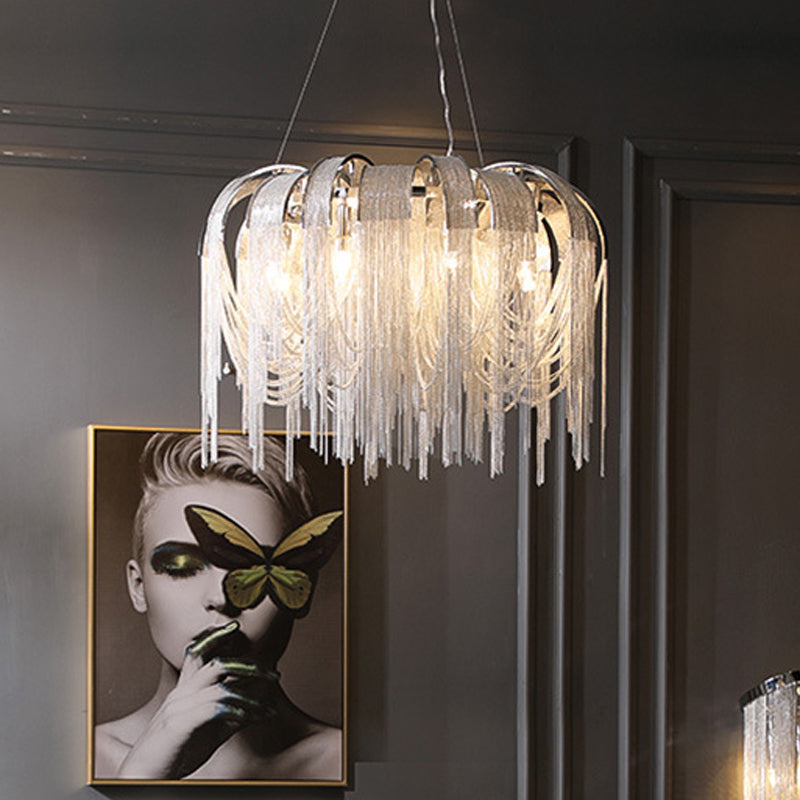 Modern LED Chandelier - Aluminum Chain Suspension Lamp for Dining Room