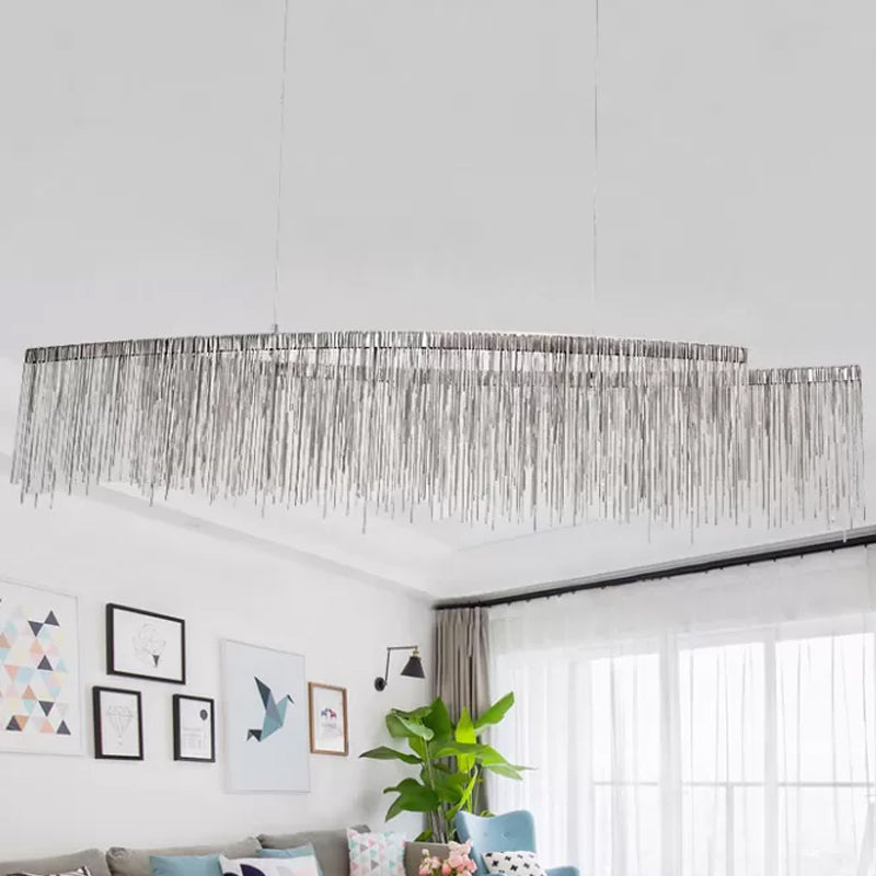 LED Ceiling Chandelier with Aluminum Shade - Modernist Linear Drop Pendant for Living Room