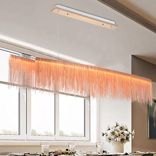 LED Ceiling Chandelier with Aluminum Shade - Modernist Linear Drop Pendant for Living Room