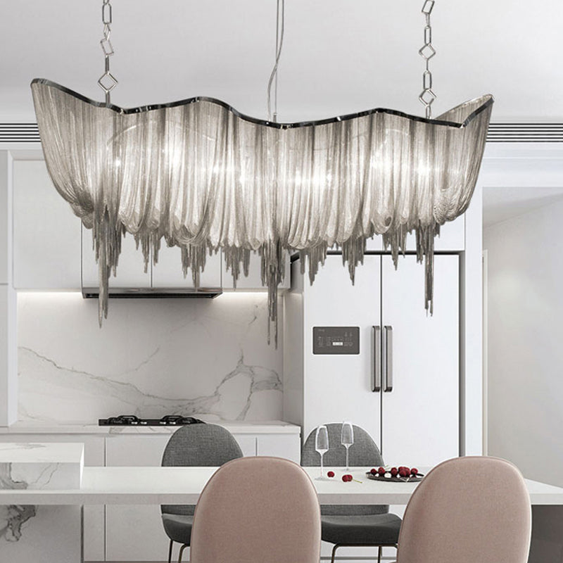 Modern Draped Chains LED Chandelier Light Fixture for Dining Room