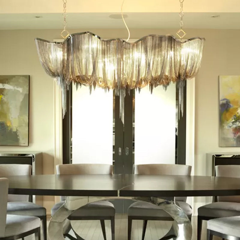 Modern Draped Chains LED Chandelier Light Fixture for Dining Room