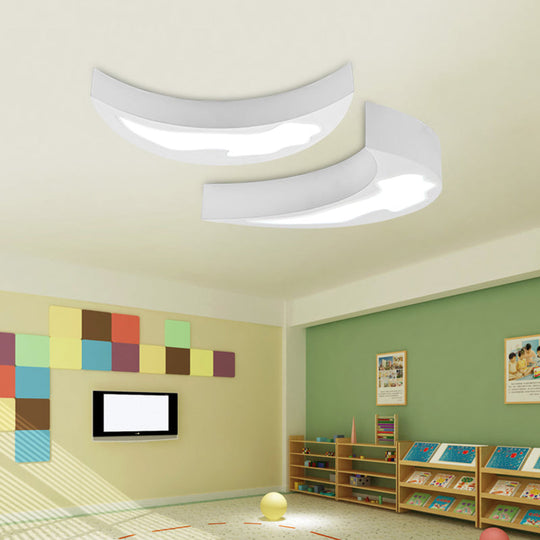 Modern Acrylic LED Moon Shade Ceiling Light for Kindergarten - 16" or 23.5" Diameter, White or Orange