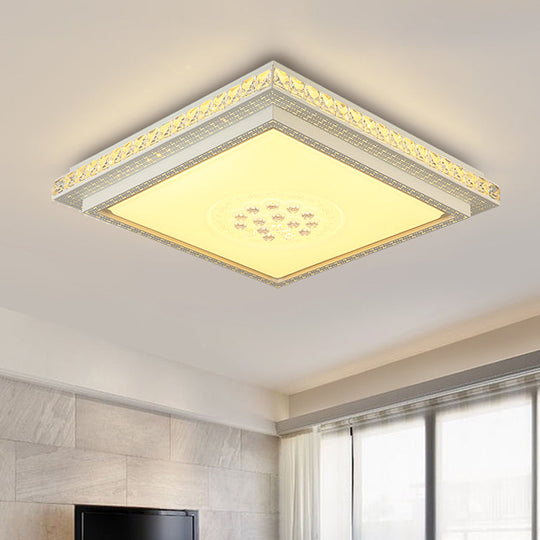 Modern LED Crystal Ceiling Light for Living Room - Tetragon Flush Mount