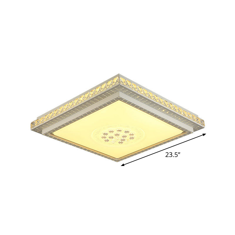 Modern LED Crystal Ceiling Light for Living Room - Tetragon Flush Mount