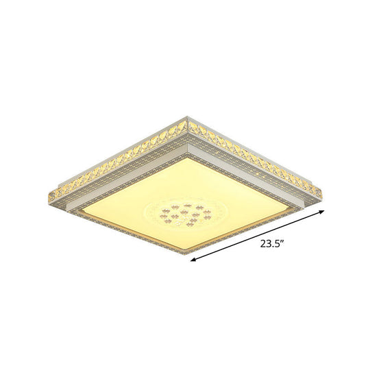 Modern LED Crystal Ceiling Light for Living Room - Tetragon Flush Mount