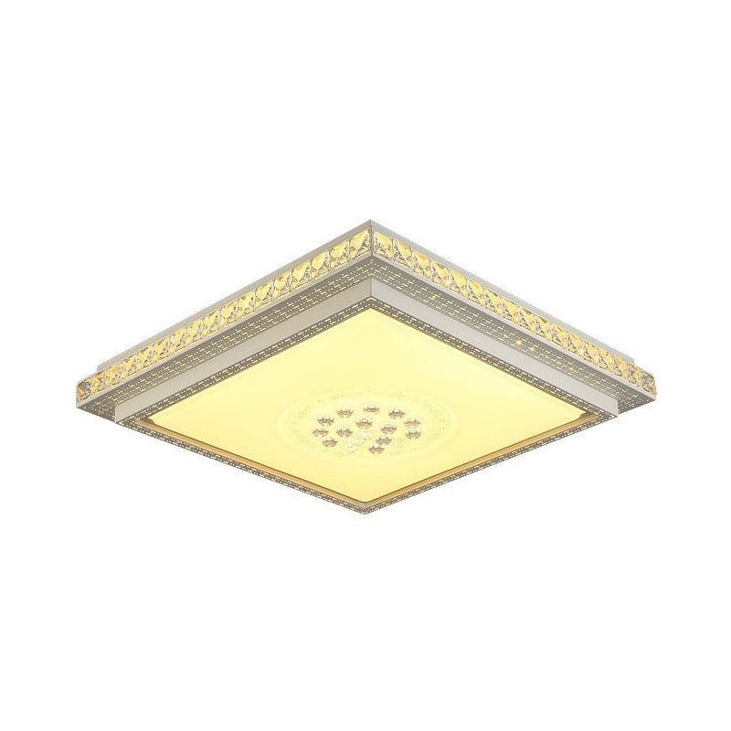 Modern LED Crystal Ceiling Light for Living Room - Tetragon Flush Mount