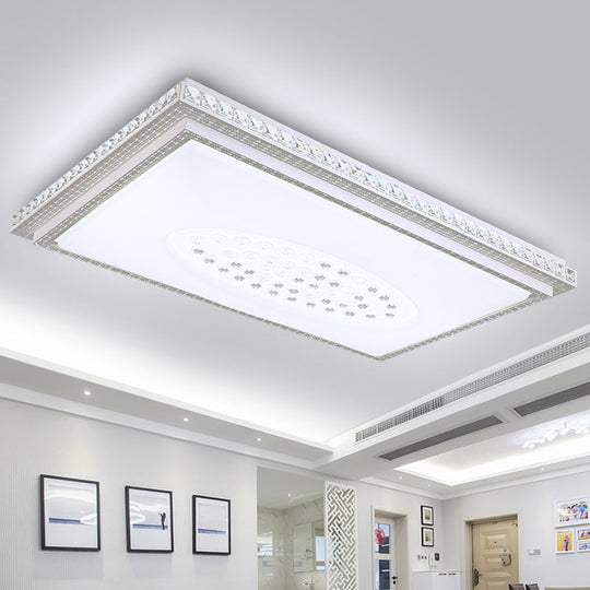 Modern LED Crystal Ceiling Light for Living Room - Tetragon Flush Mount