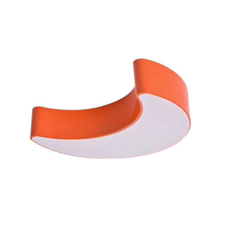 Modern Acrylic Led Moon Shade Ceiling Light For Kindergarten - 16 Or 23.5 Diameter White Orange