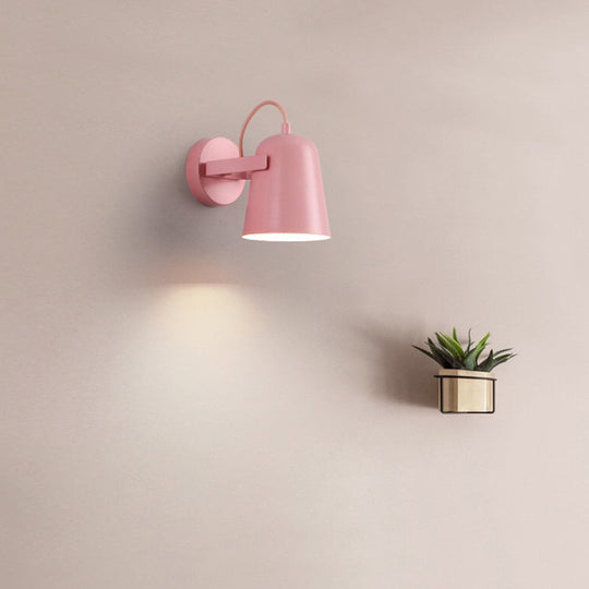 Nordic Rotatable Iron Bell Shade Wall Sconce Light For Living Room Pink