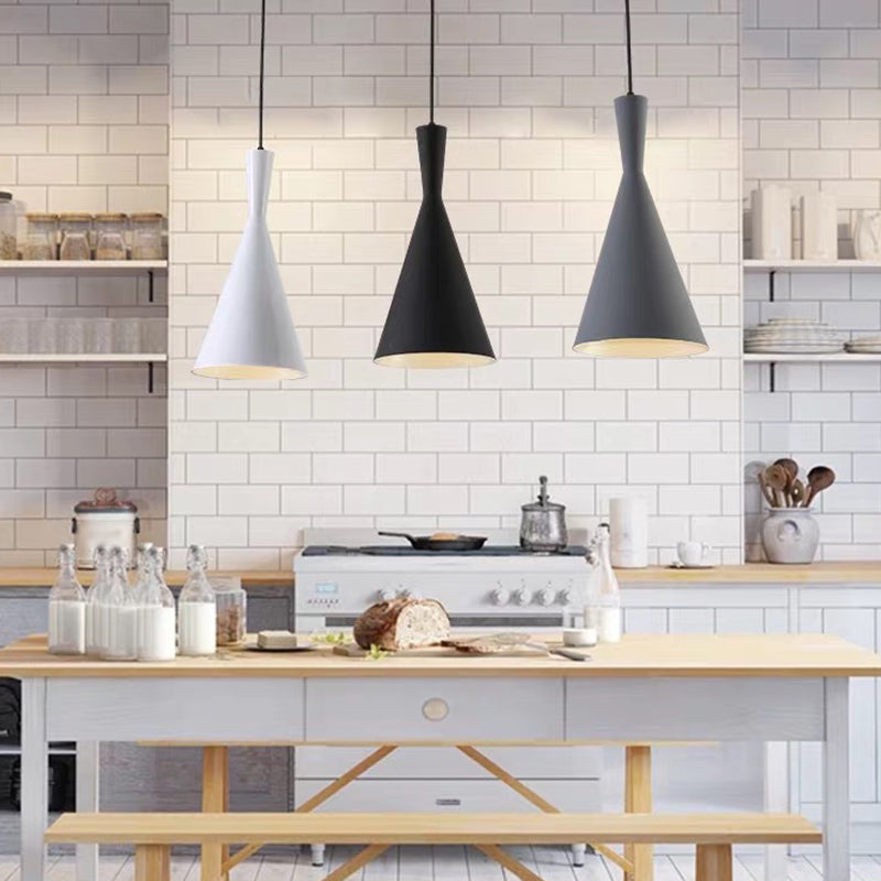 Modern 3-Bulb Black Pendant Ceiling Light With Metal Shade For Dining Room