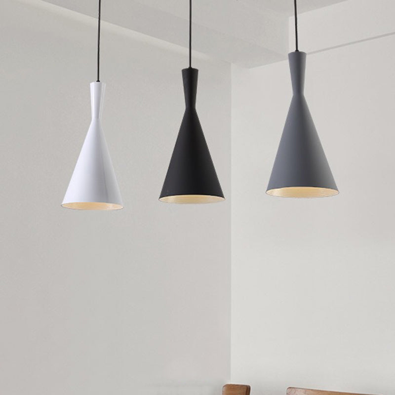 Reine - Black Simple 3 Bulbs Multi Ceiling Light Black Funnel Pendant Lamp with Metal Shade for Dining Room