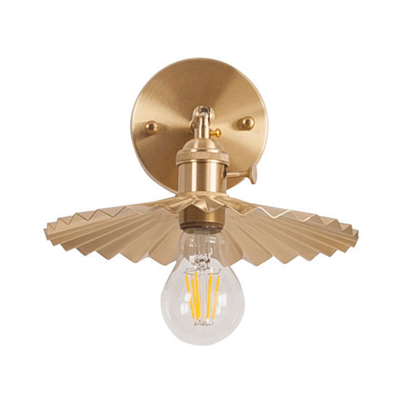 Industrial Brass Metal Wall Mounted Lamp With Cone Shape For Bedside Lighting