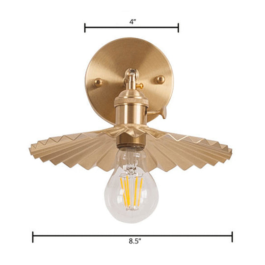 Industrial Brass Metal Wall Mounted Lamp With Cone Shape For Bedside Lighting