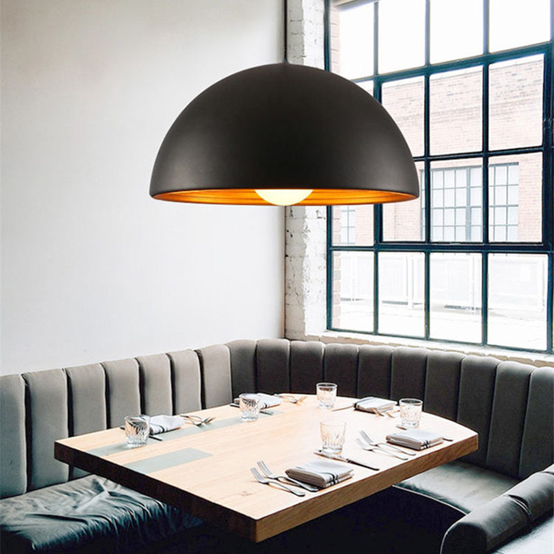 Hemisphere Industrial Metal Pendant - 1 Light Down Lighting for Dining Room Suspension