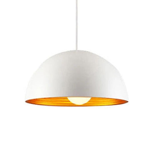 Hemisphere Industrial Metal Pendant - 1 Light Down Lighting for Dining Room Suspension