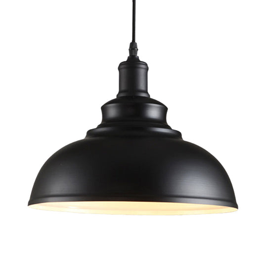 Industrial Style Black Metal Bowl Suspension Light with 1-Bulb - Ideal for Dining Room