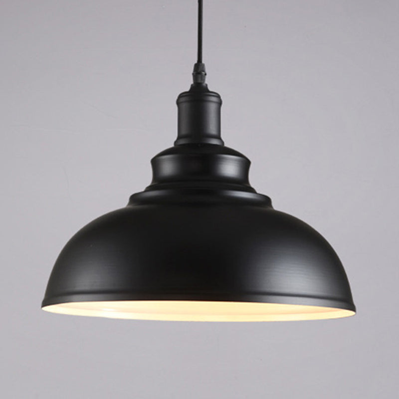 Industrial Style Black Metal Bowl Suspension Light with 1-Bulb - Ideal for Dining Room