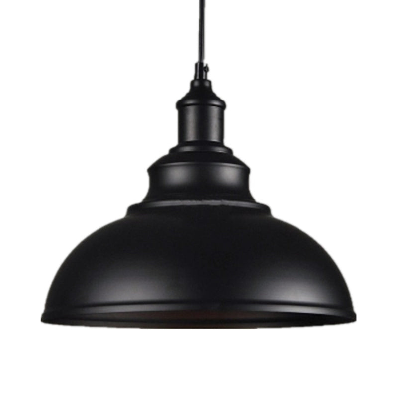 Metallic Drop Pendant Rustic Bowl Shade Ceiling Light For Dining Room Black / Small