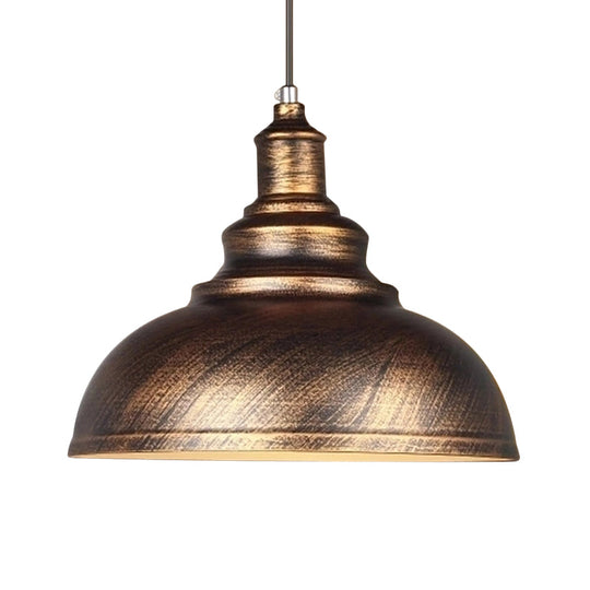 Metallic Drop Pendant Rustic Bowl Shade Ceiling Light For Dining Room