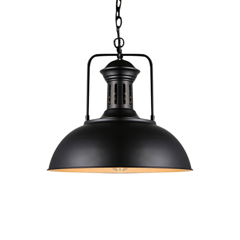 Iron Black Farmhouse Pendant Light With Vented Socket And 1 Drop Lamp