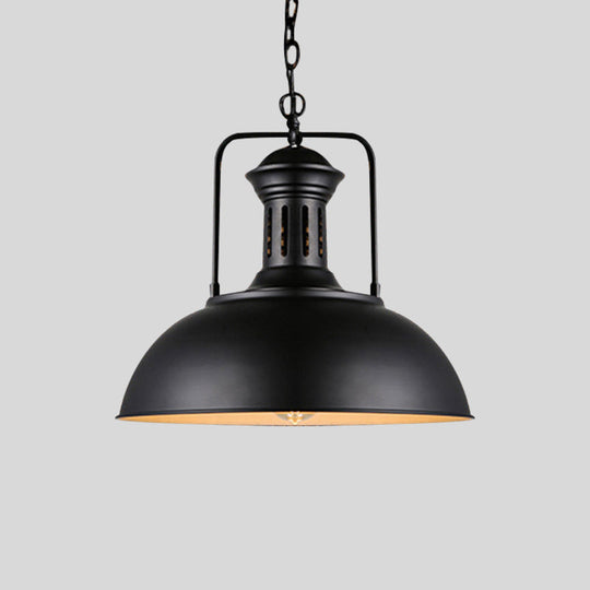 Iron Black Farmhouse Pendant Light With Vented Socket And 1 Drop Lamp