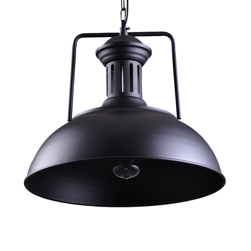 Ginevra - Luminaire suspendu de style campagnard en fer noir avec douille ventilée