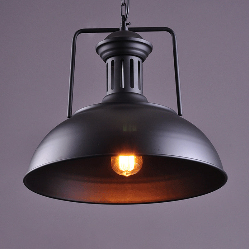 Iron Black Farmhouse Pendant Light With Vented Socket And 1 Drop Lamp