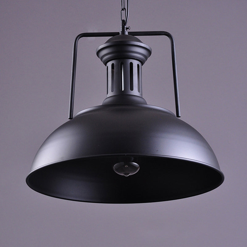 Iron Black Farmhouse Pendant Light With Vented Socket And 1 Drop Lamp