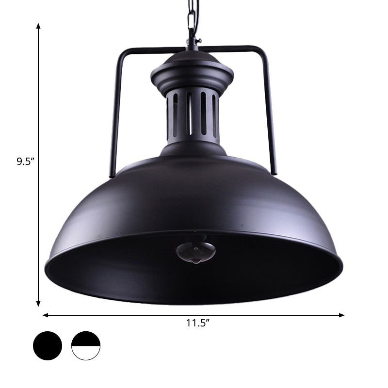 Iron Black Farmhouse Pendant Light With Vented Socket And 1 Drop Lamp