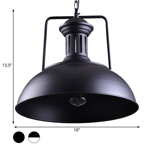 Iron Black Farmhouse Pendant Light With Vented Socket And 1 Drop Lamp