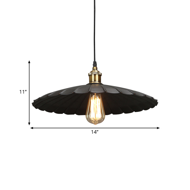 Modern Black Scalloped Metal Pendant Lamp - Hanging Ceiling Light for Warehouse and Dining Room