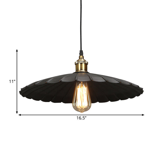 Modern Black Scalloped Metal Pendant Lamp - Hanging Ceiling Light for Warehouse and Dining Room