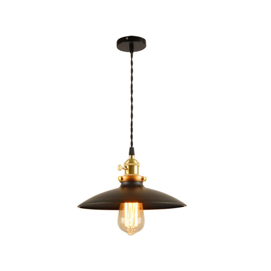 Sleek Metallic Saucer Pendant Light For Dining Room Black