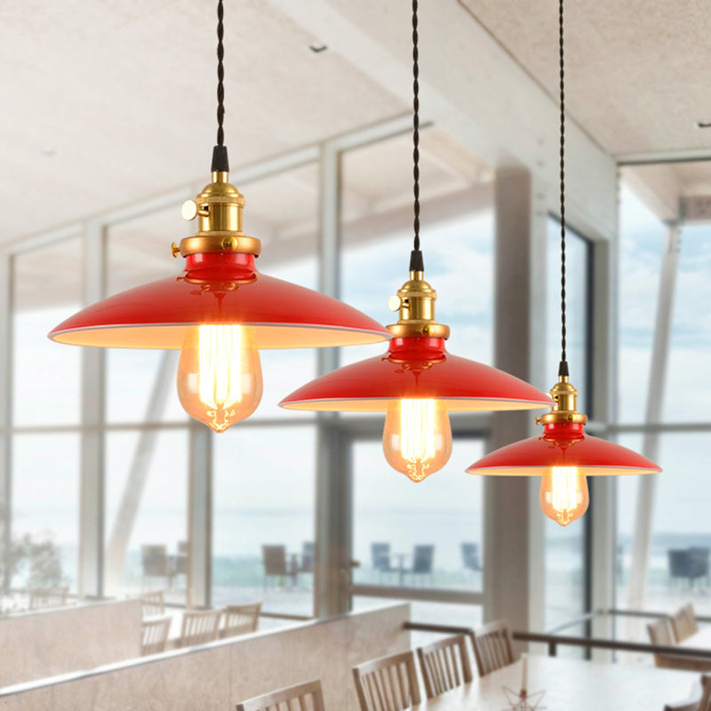 Sleek Metallic Saucer Pendant Light For Dining Room