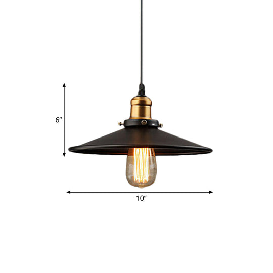 Farmhouse Black Metal Pendant Light Fixture – Wide Flare Ceiling Suspension Lamp with 1 Light