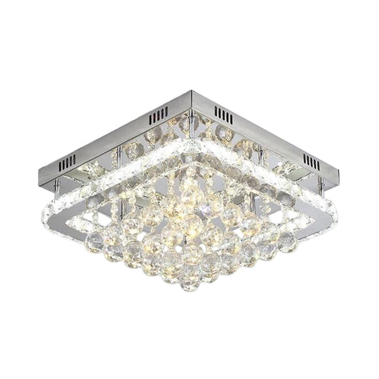 Crystal Led Flush Mount Ceiling Lamp For Living Room - Simplicity Tetragon Design