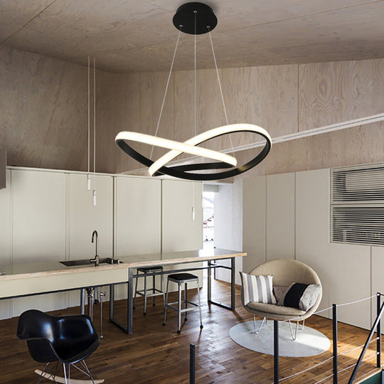 Sleek Curves Ceiling Light: Modern Led Chandelier Pendant In Warm/White Light Seamless Design