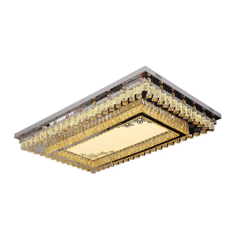 Modern Clear Crystal Led Flush Mount Ceiling Light For Living Room