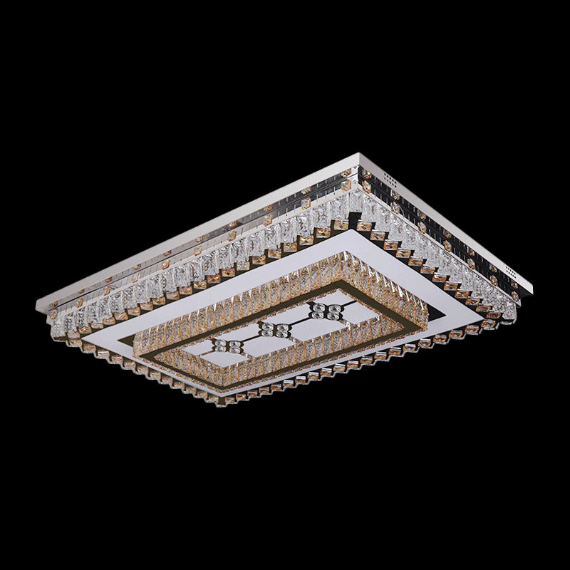 Modern Clear Crystal Led Flush Mount Ceiling Light For Living Room