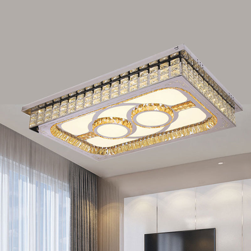 Modern Led Ceiling Light With Clear Crystal Shade For Living Room / D