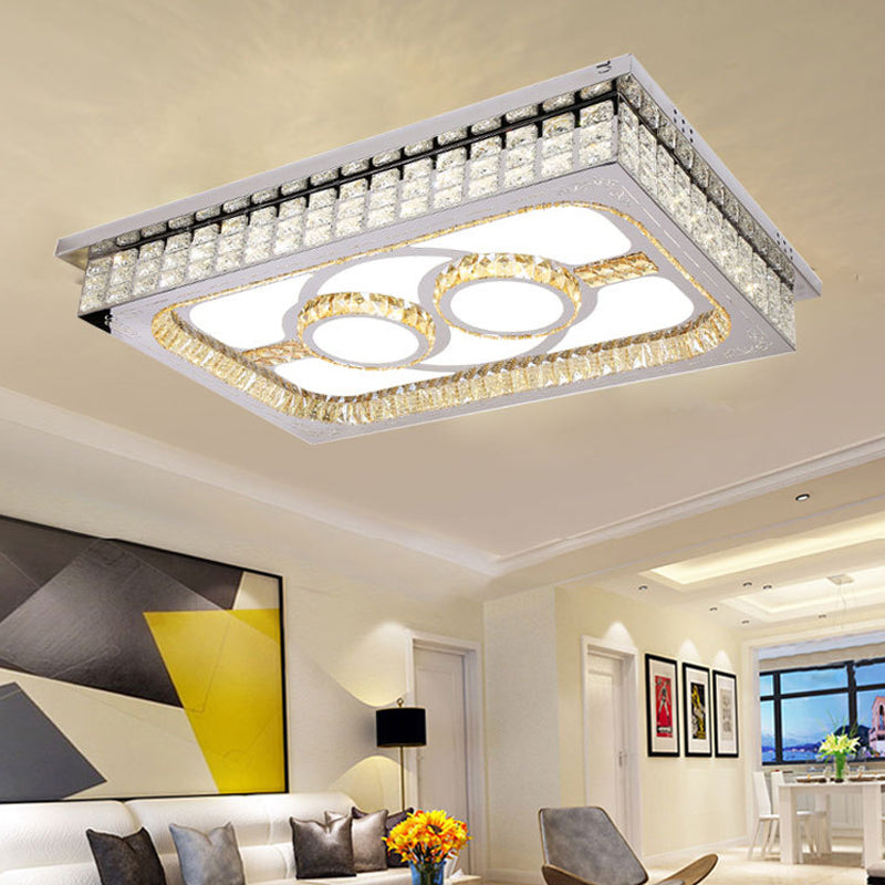 Plafonnier LED moderne avec abat-jour en cristal transparent pour salon