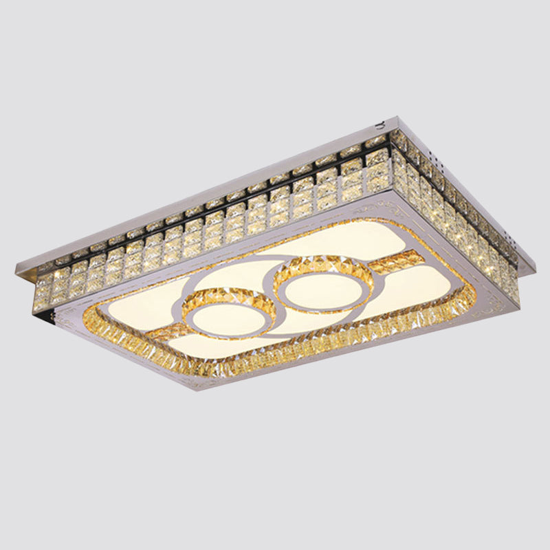 Modern Led Ceiling Light With Clear Crystal Shade For Living Room