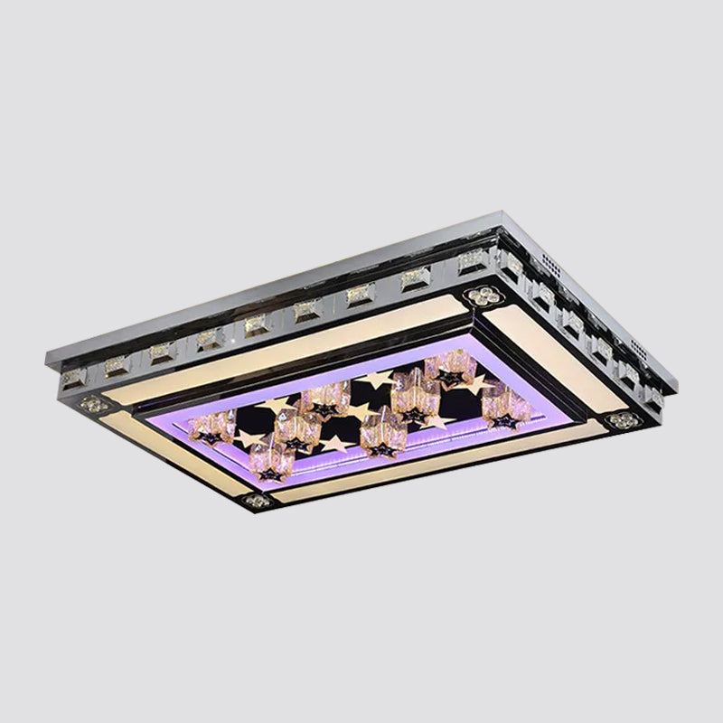 Simple Led Purple Crystal Flush Mount Ceiling Light: Ideal For Living Room Lighting